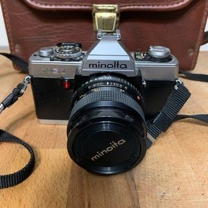 Vintage Minolta camera with case